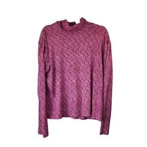 St John Sport Top L Pink Mock Neck Casual Luxury Long Sleeve Base Layer USA